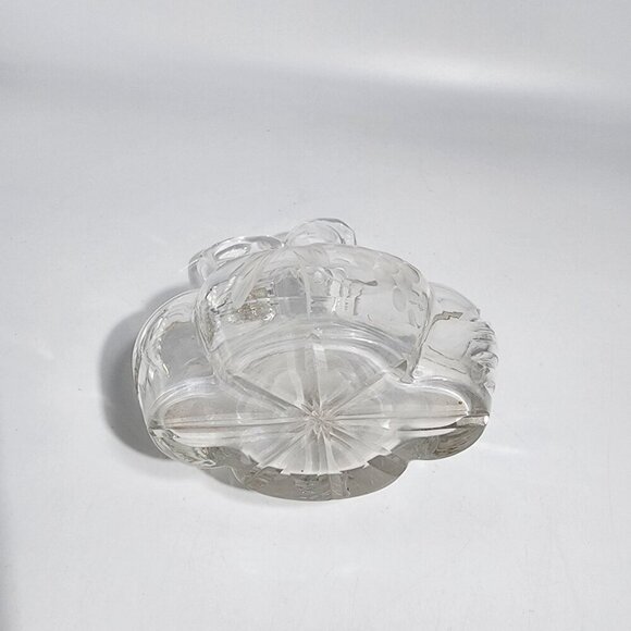 Cruet Clear Glass Etched Grape Leaf Pattern Oil Or Vinegar Decanter Carafe VTG - Picture 5 of 12